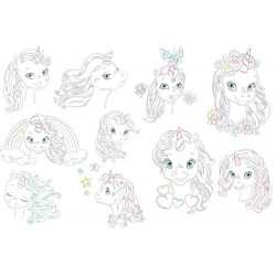 Stickdatei - Baby Unicorn LineArt